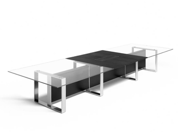 ALTAGAMMA - Wood and glass meeting table with cable management by ESTEL GROUP - view 2